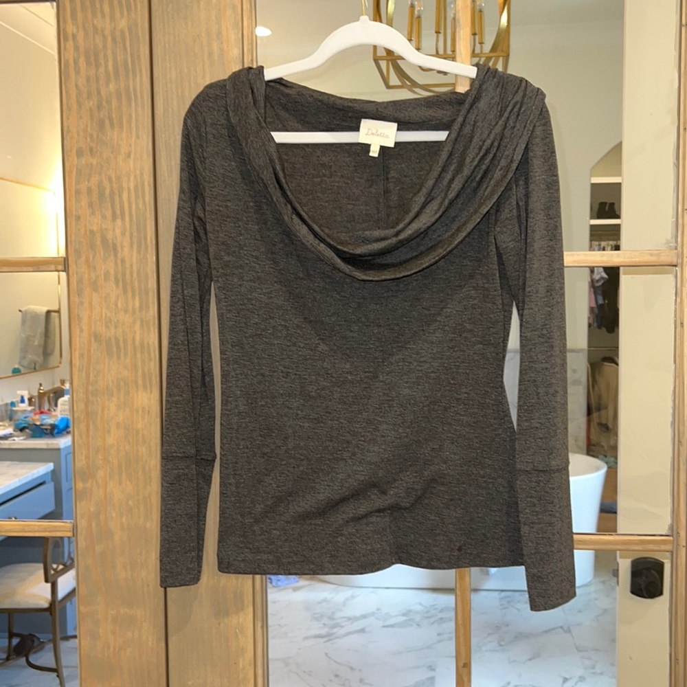 Anthropologie gray cowl neck long sleeve shirt